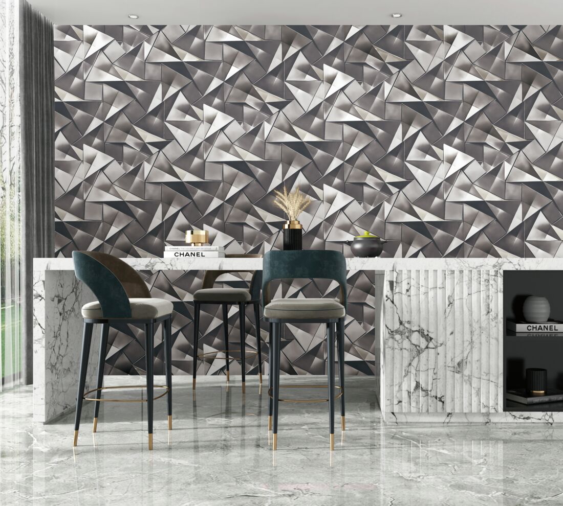 Triangel Pattern Metallic PVC Foil Wallpaper for Decoration 
