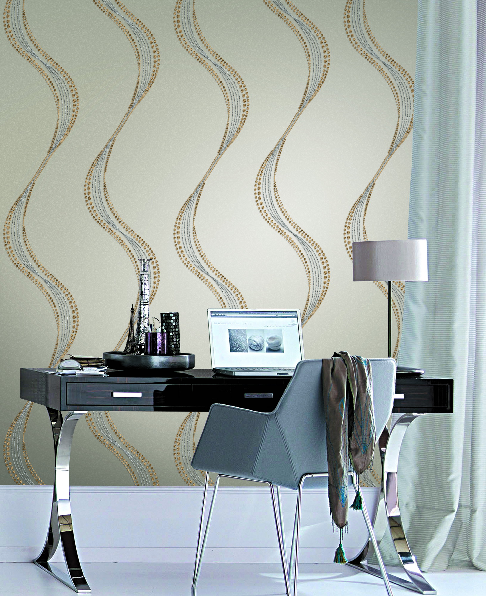 Geometric Emboridery High End Non Woven Wallpaper For Bedroom
